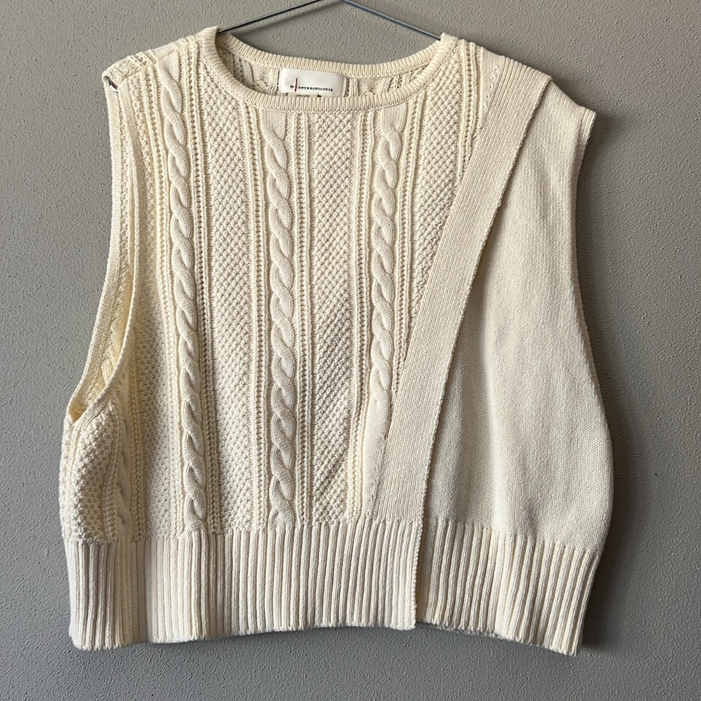 Cable-Knit Asymmetrical Sweater Vest via ANTHROPOLOGIE